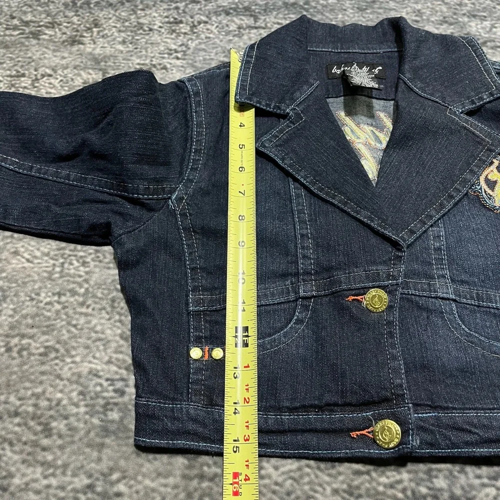 NWT Vintage Baby Phat Jean Jacket Denim Girls Large Blue Y2K Hip-Hop Embroidered